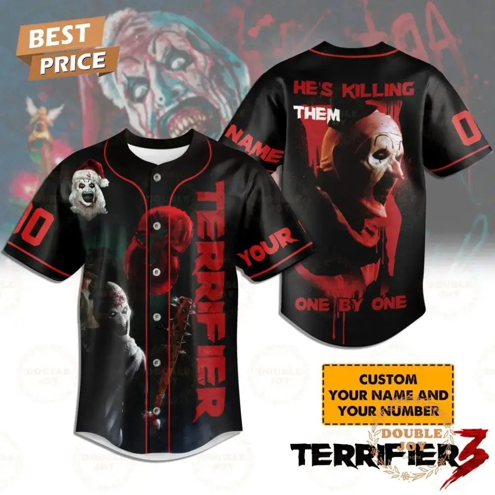 Terrifier He'S Killing Them One By One Custom Name Baseball Jersey Image