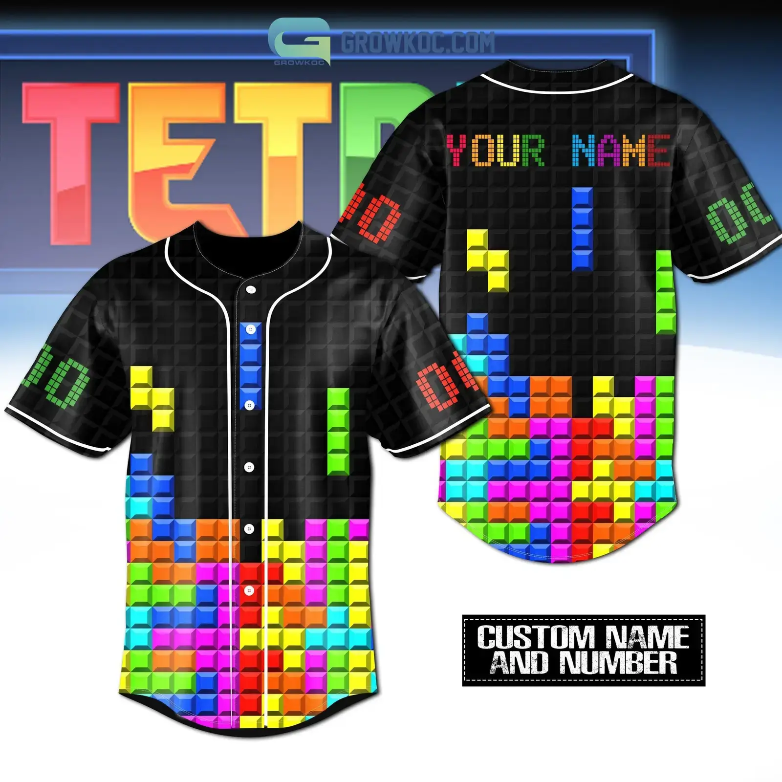 Tetris Game Personalized Baseball Jersey Image