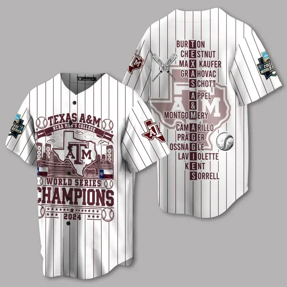 Texas A&M 2024 Ncaa Champs Baseball Jersey - Limited Edition Fan Gear Image