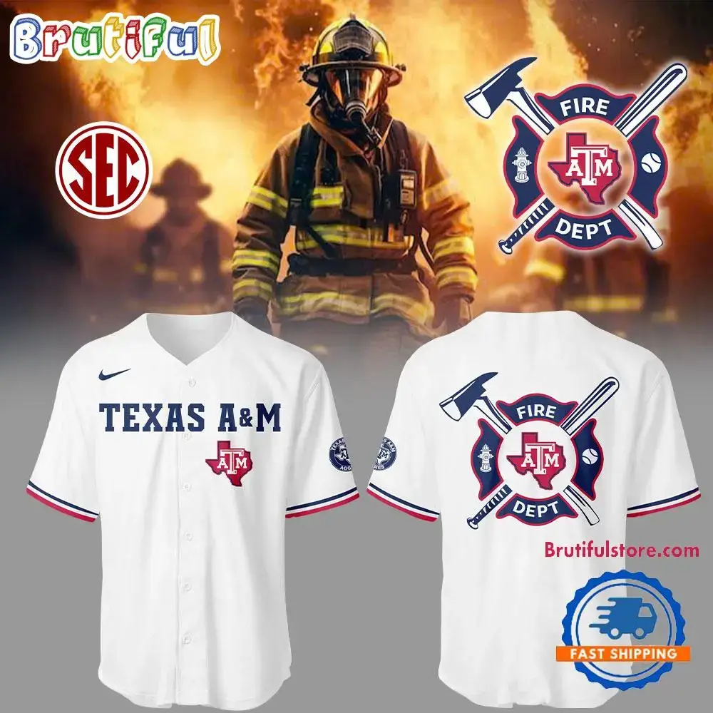 Texas AM Aggies Baseball x Firefighter Appreciation Night Jersey Shirt Image