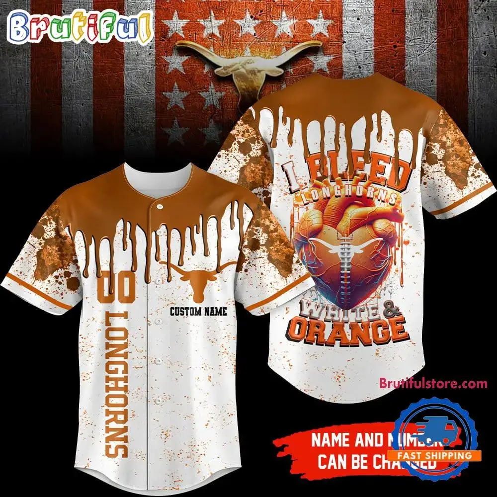 Texas Longhorns NCAA I Bleed Baseball Jersey Image