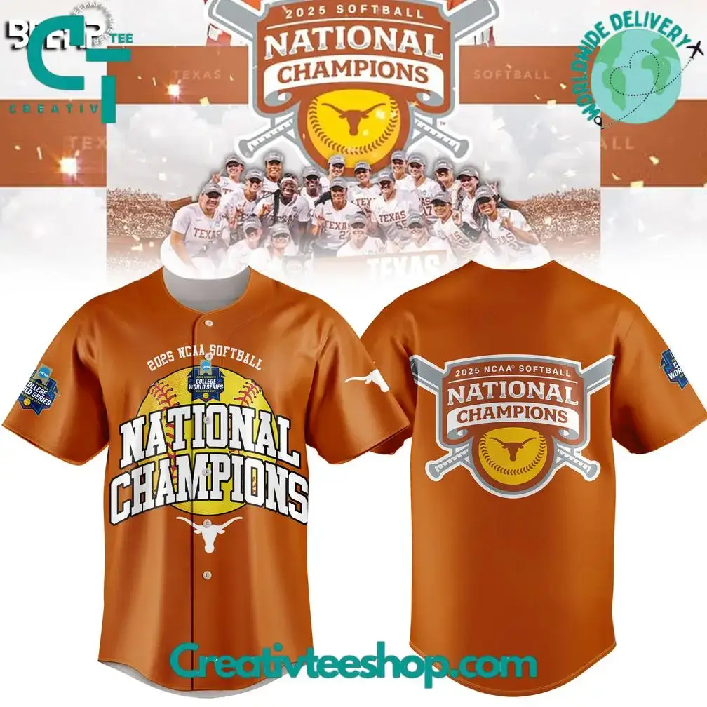 Texas Longhorns Softball National Champions 2025 "Hook 'Em Horn" Baseball Jersey Image