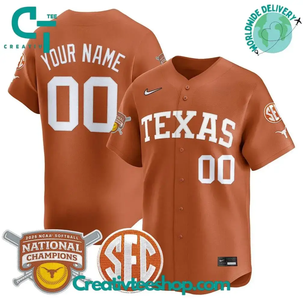Texas Longhorns Softball National Champions 2025 Personalized Baseball Jersey Image