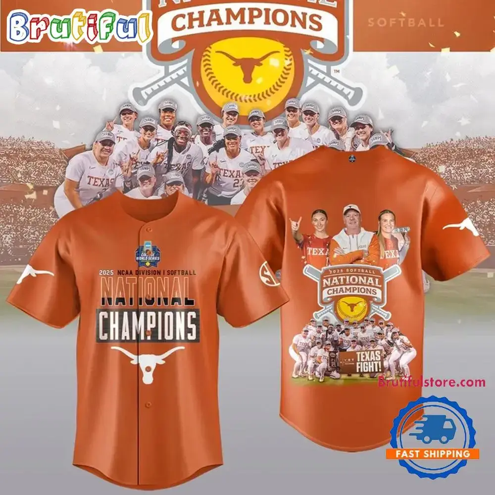 Texas Longhorns Softball Women's College World Series 2025 Champions Team Graphic Jersey Shirt Image