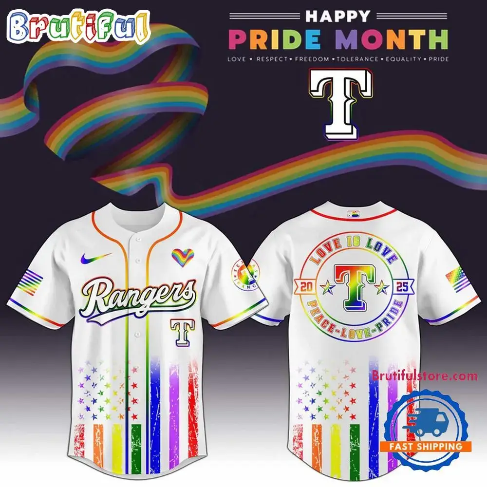 Texas Rangers 2025 Happy Pride Month Limited Edition Baseball Jersey Image