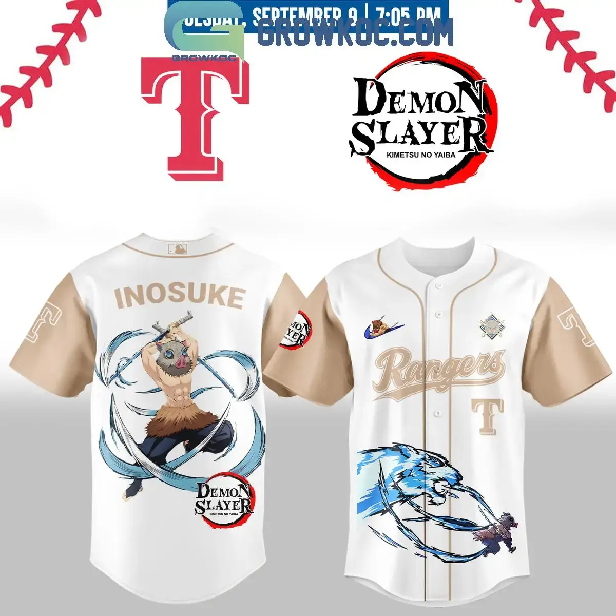 Texas Rangers Demon Slayer Inosuke Jersey Image