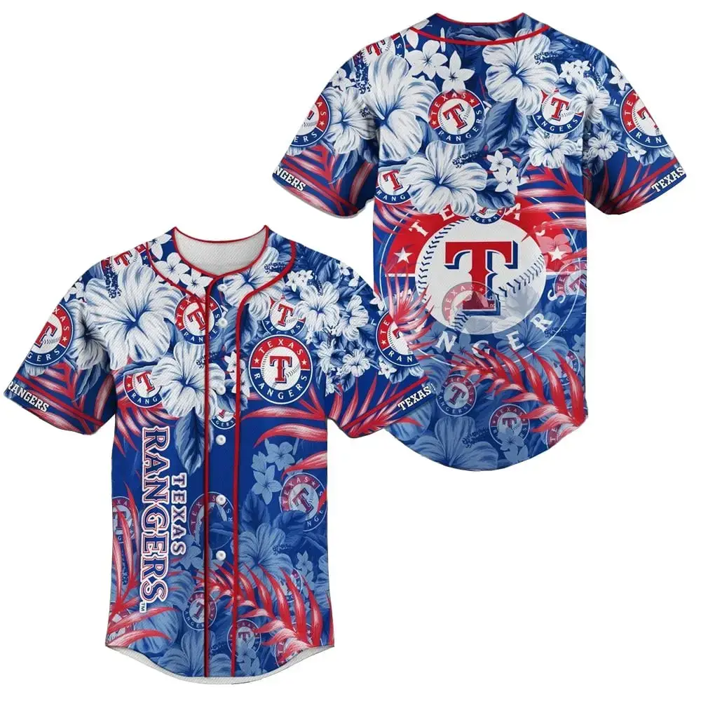 Texas Rangers Flower Classic Baseball Jersey Shirt Image