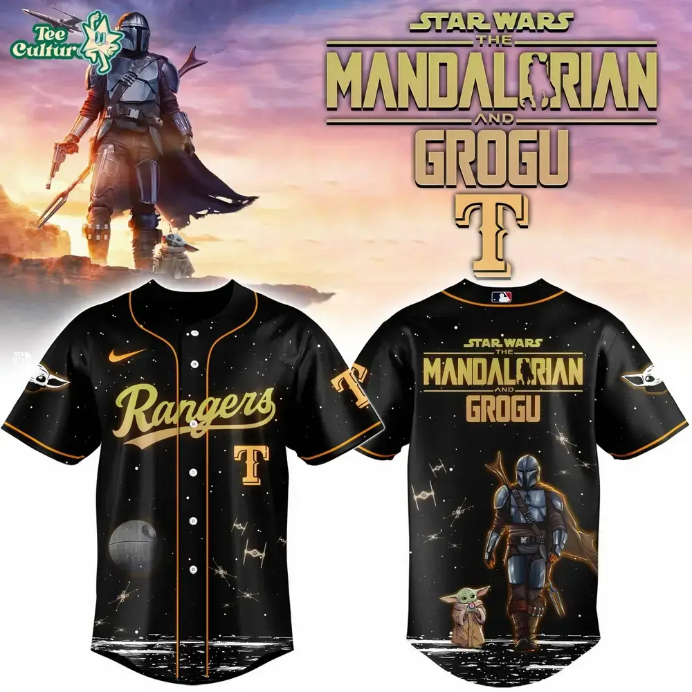 Texas Rangers Grogu & Mandalorian Special Edition Baseball Jersey Image