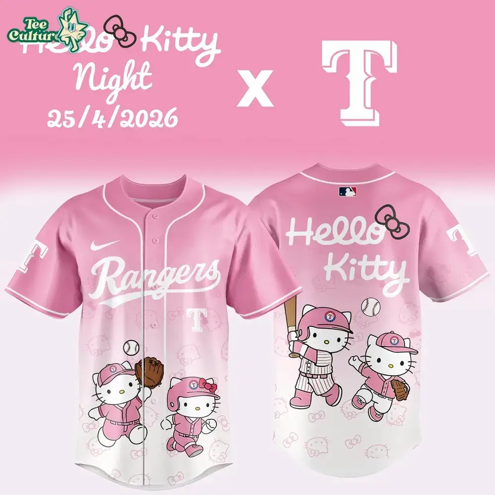 Texas Rangers Hello Kitty Night 2026 Pink White Limited Edition Baseball Jersey Image