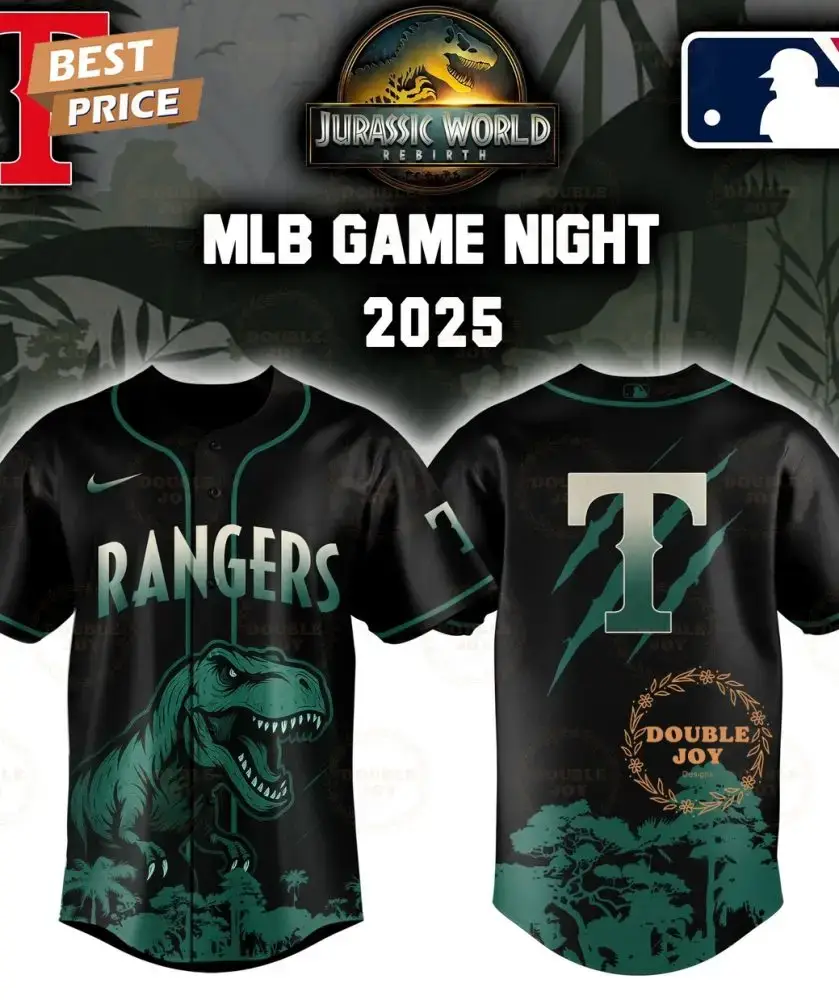Texas Rangers Jurassic World Rebirth Game Night 2025 Special Edition Baseball Jersey Image