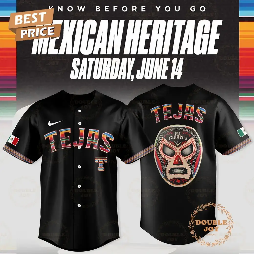 Texas Rangers Know Before You Go Mexican Heritage Limited Edition Baseball Jersey - Black Image