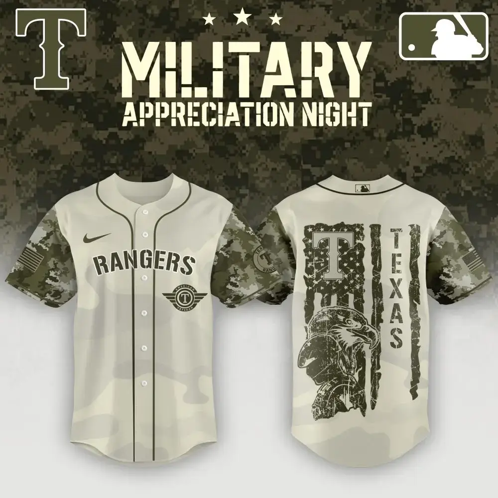 Texas Rangers Military Appreciation Jersey - Limited Edition Camo Design Image