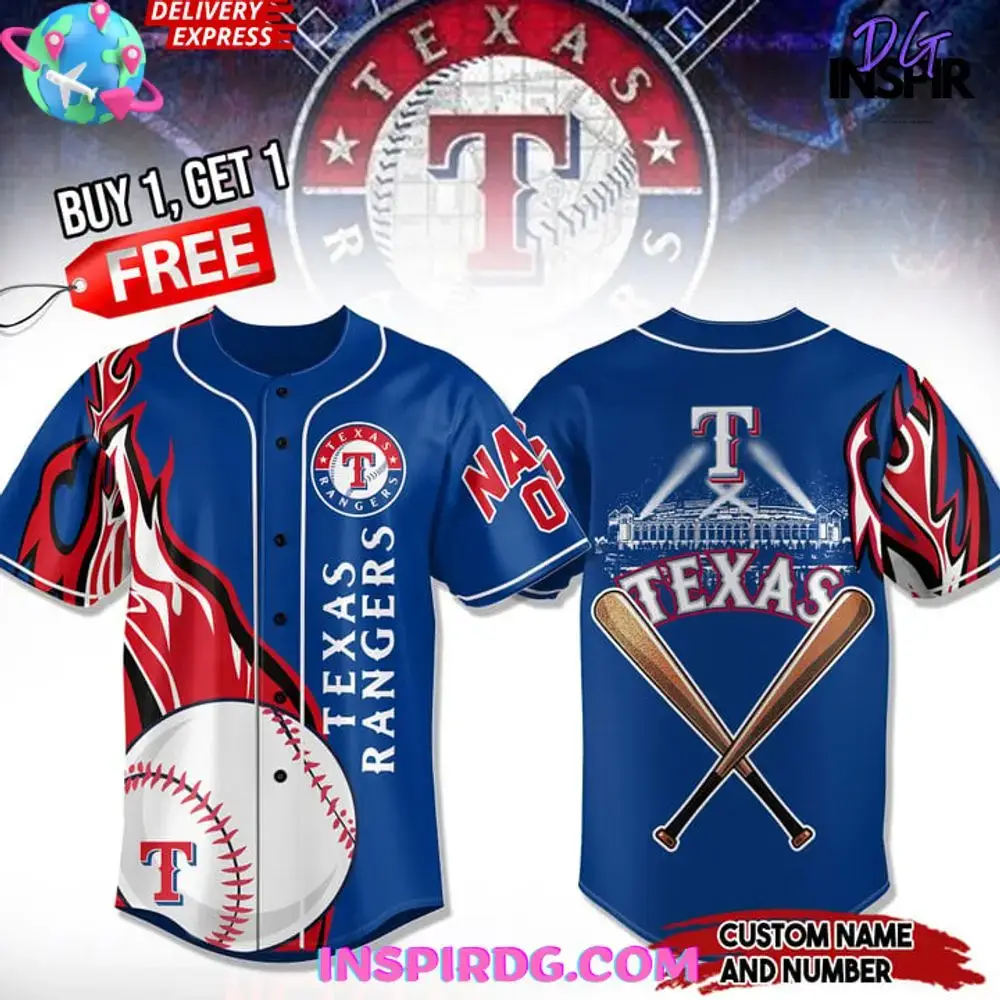 Texas Rangers Mlb Personalized Baseball Jersey Image