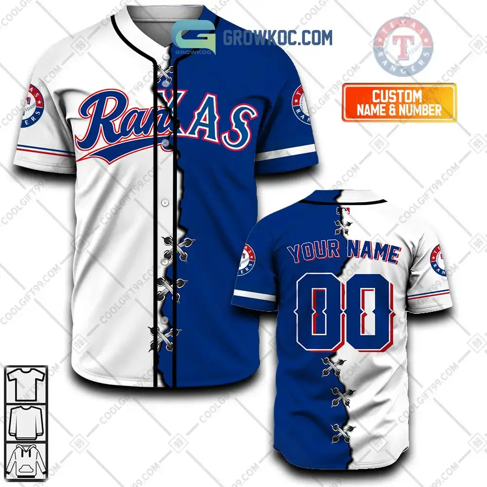 Texas Rangers MLB Personalized Mix Baseball Jersey Image