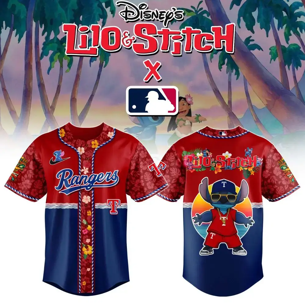 Texas Rangers Mlb X Bluey And Bingo Special Edition Custom Baseball Jersey Image