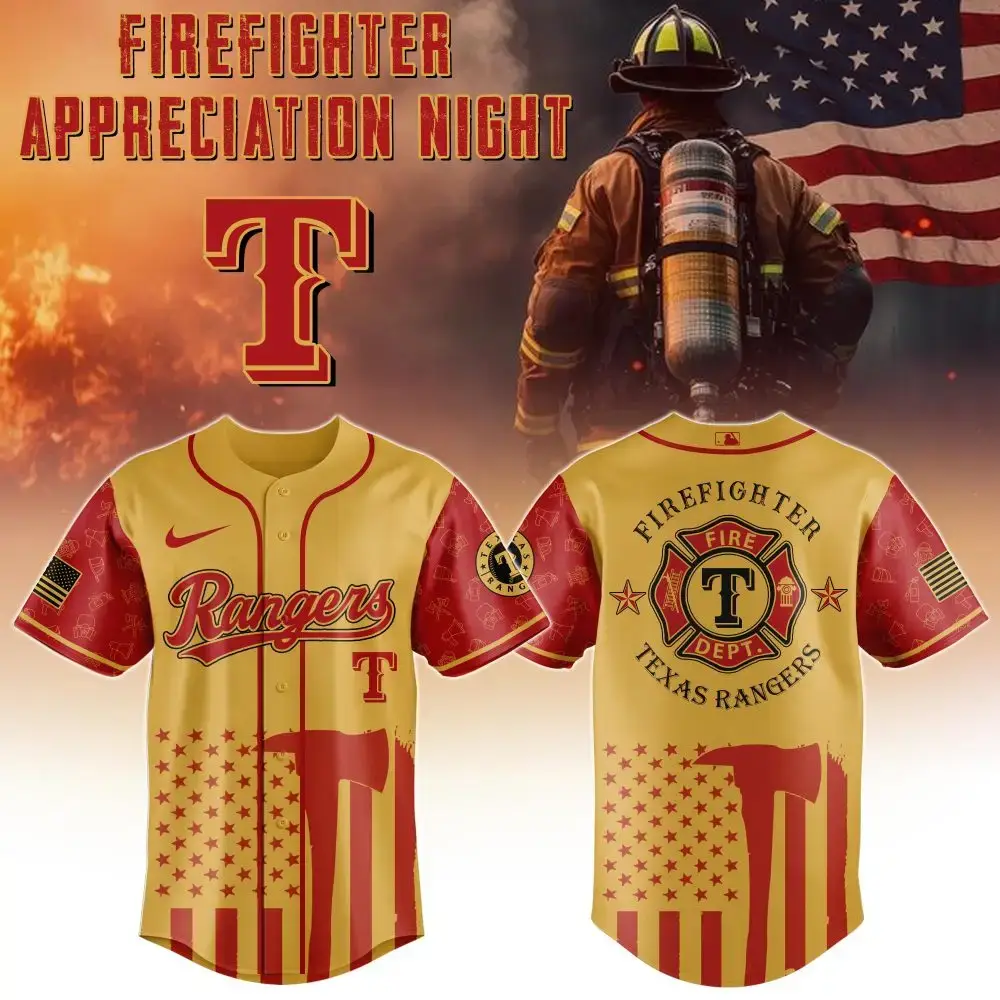 Texas Rangers Mlb X Firefighter Appreciation Night Special Edition Custom Baseball Jersey Image