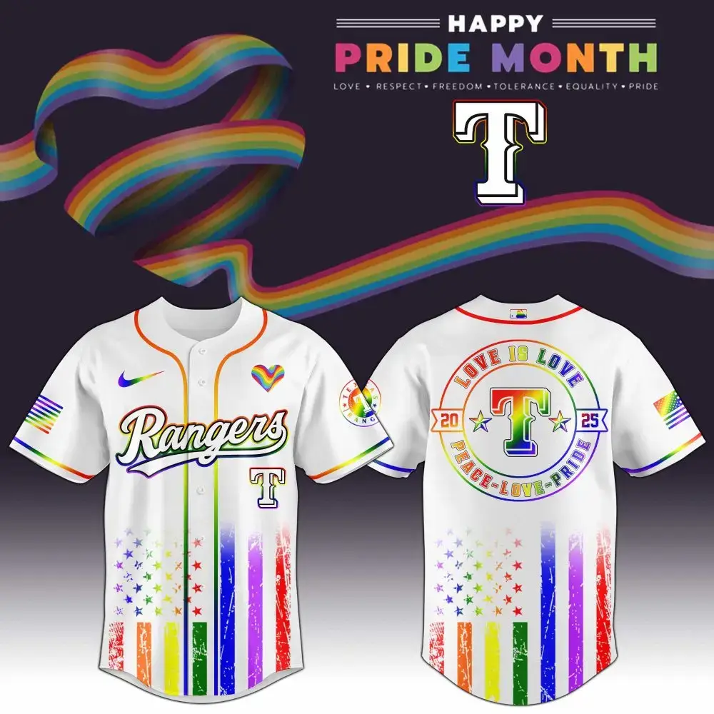 Texas Rangers Mlb X Happy Pride Month Limited Edition Custom Baseball Jersey Image
