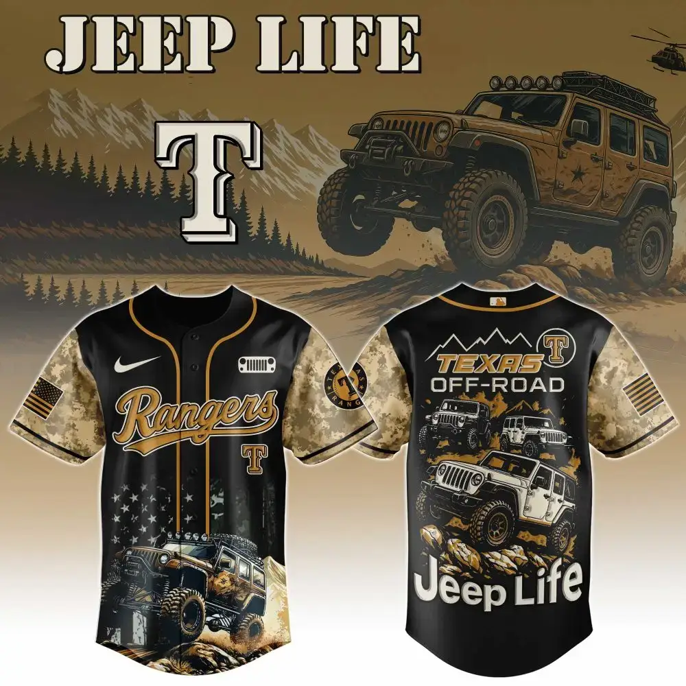 Texas Rangers Mlb X Jeep Life Custom Baseball Jersey Image