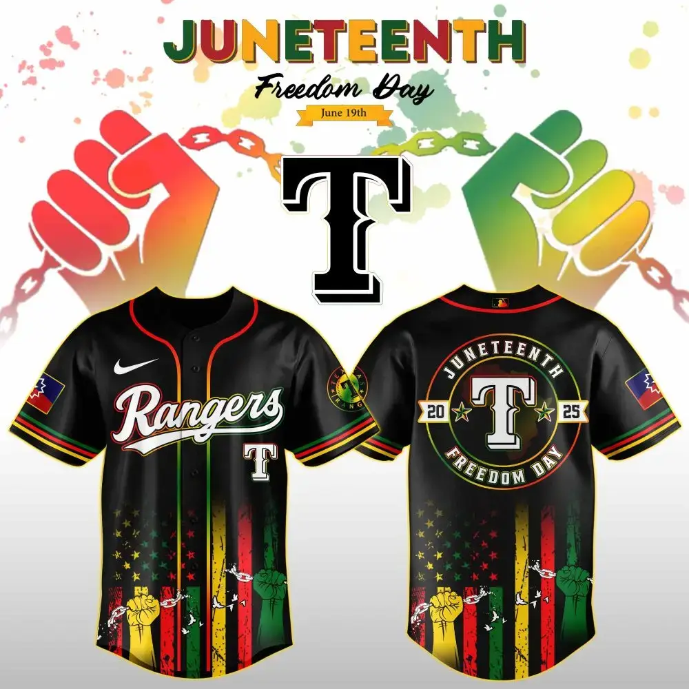 Texas Rangers Mlb X Juneteenth Day Custom Baseball Jersey Edition Custom Baseball Jersey Image