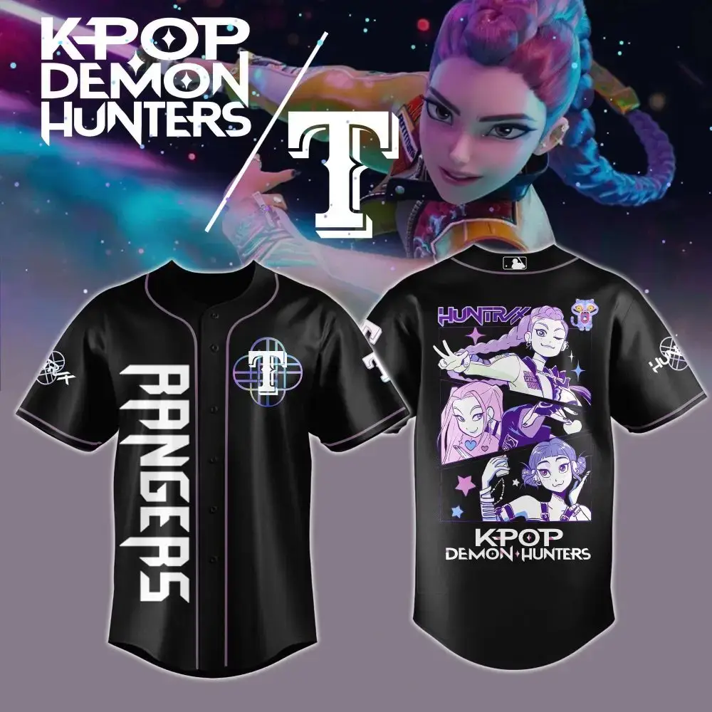 Texas Rangers Mlb X Kpop Demon Hunters Custom Baseball Jersey Image