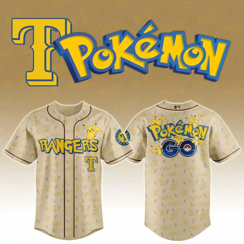 Texas Rangers Mlb X Pokemon Go Custom Baseball Jersey Image