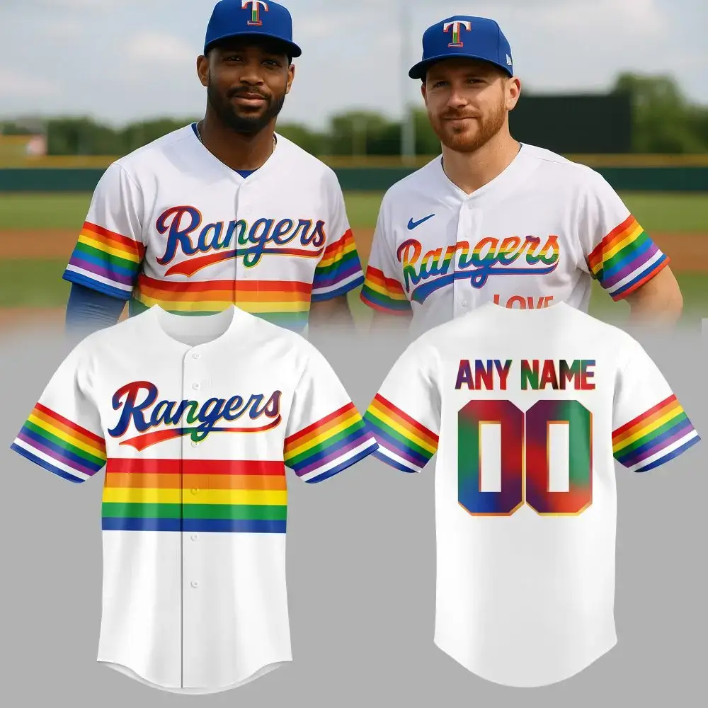 Texas Rangers Mlb X Pride Night Custom Baseball Jersey Image