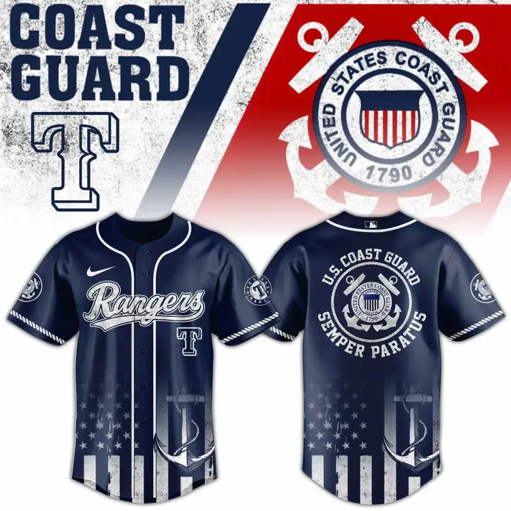 Texas Rangers Mlb X Usa Coast Guard Custom Baseball Jersey Image