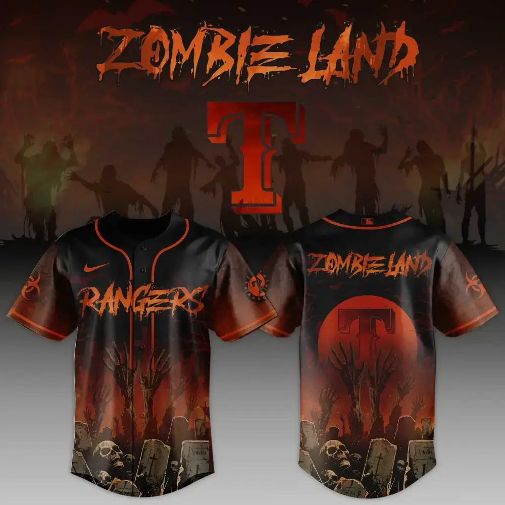 Texas Rangers Mlb X Zombieland Custom Baseball Jersey Image
