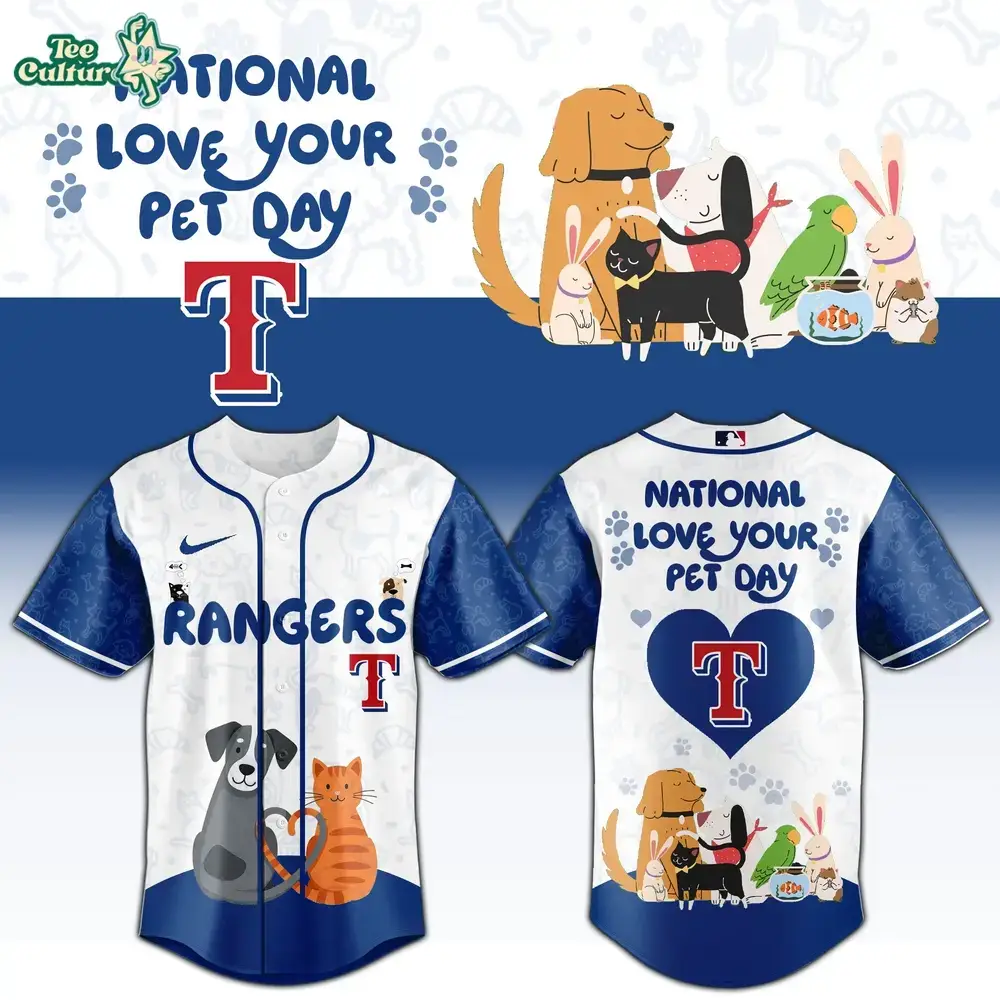 Texas Rangers National Love Your Pet Day 2026 Special Edition Baseball Jersey Image