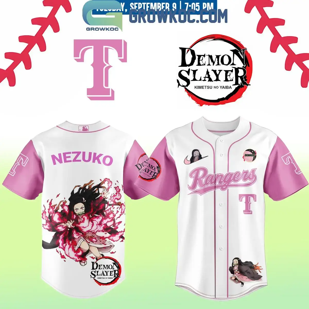Texas Rangers Nezuko Demon Slayer 2025 Jersey Image