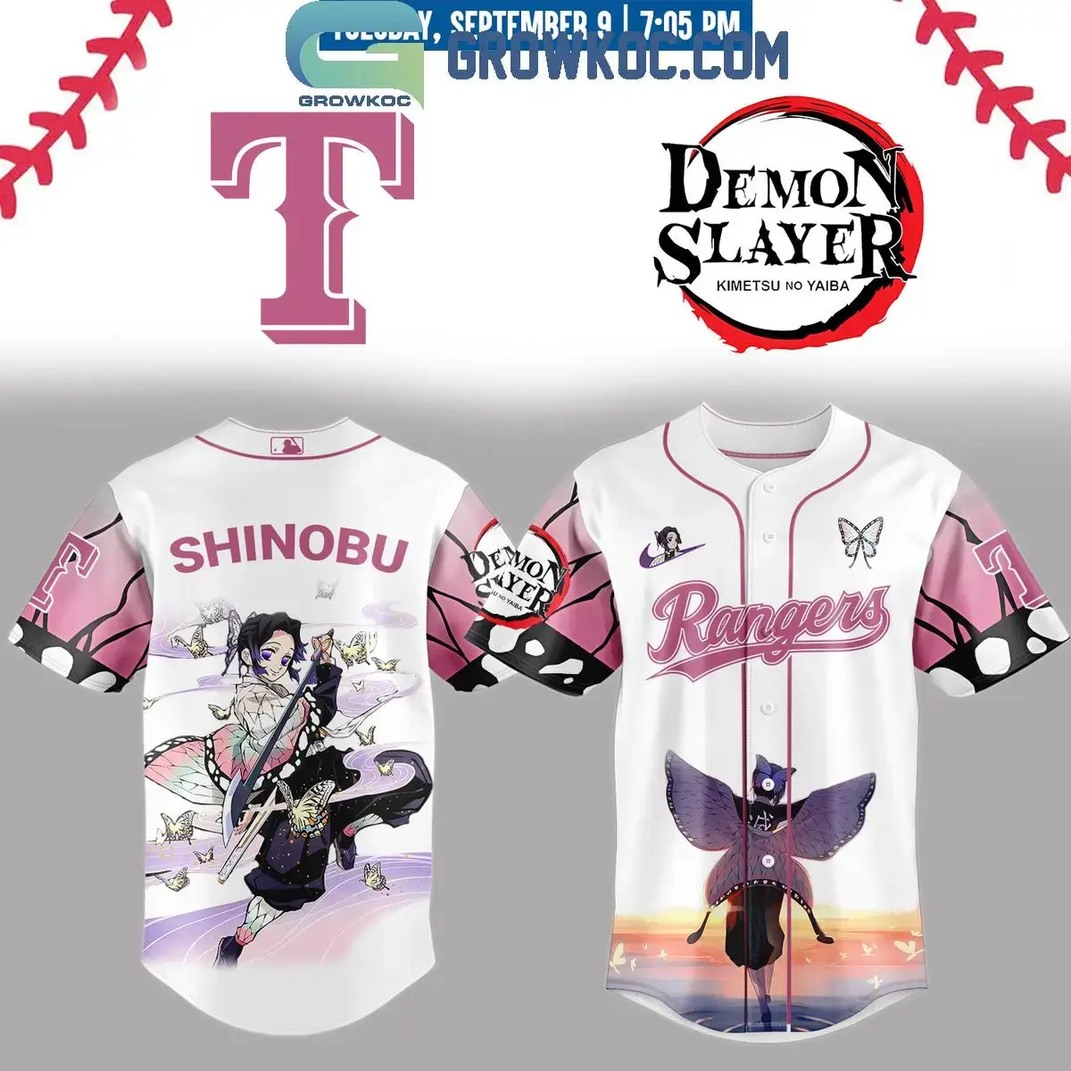 Texas Rangers Shinobu Demon Slayer 2025 Jersey Image