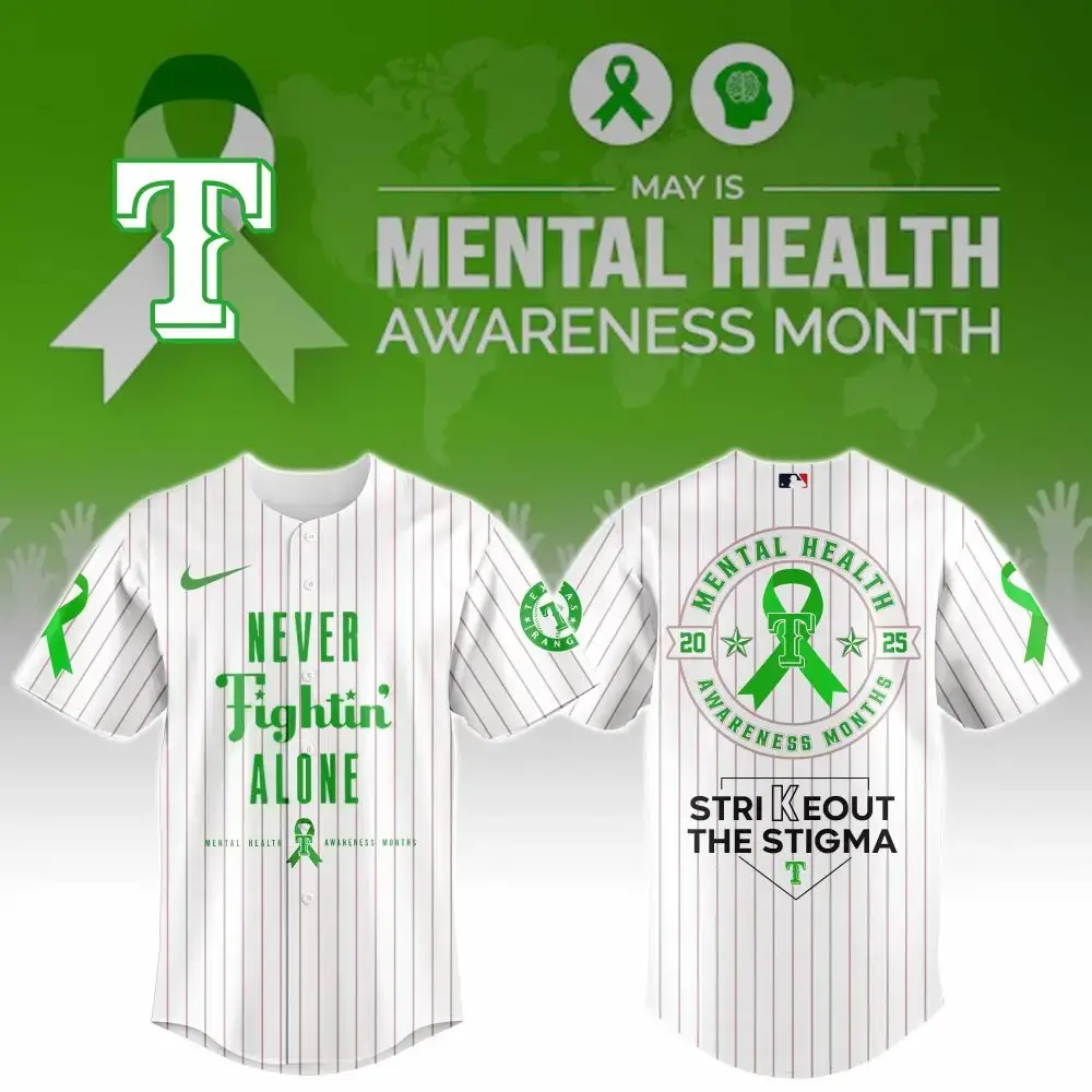 Texas Rangers Special Mental Health Awareness Week Limited Edition Custom Baseball Jersey Image