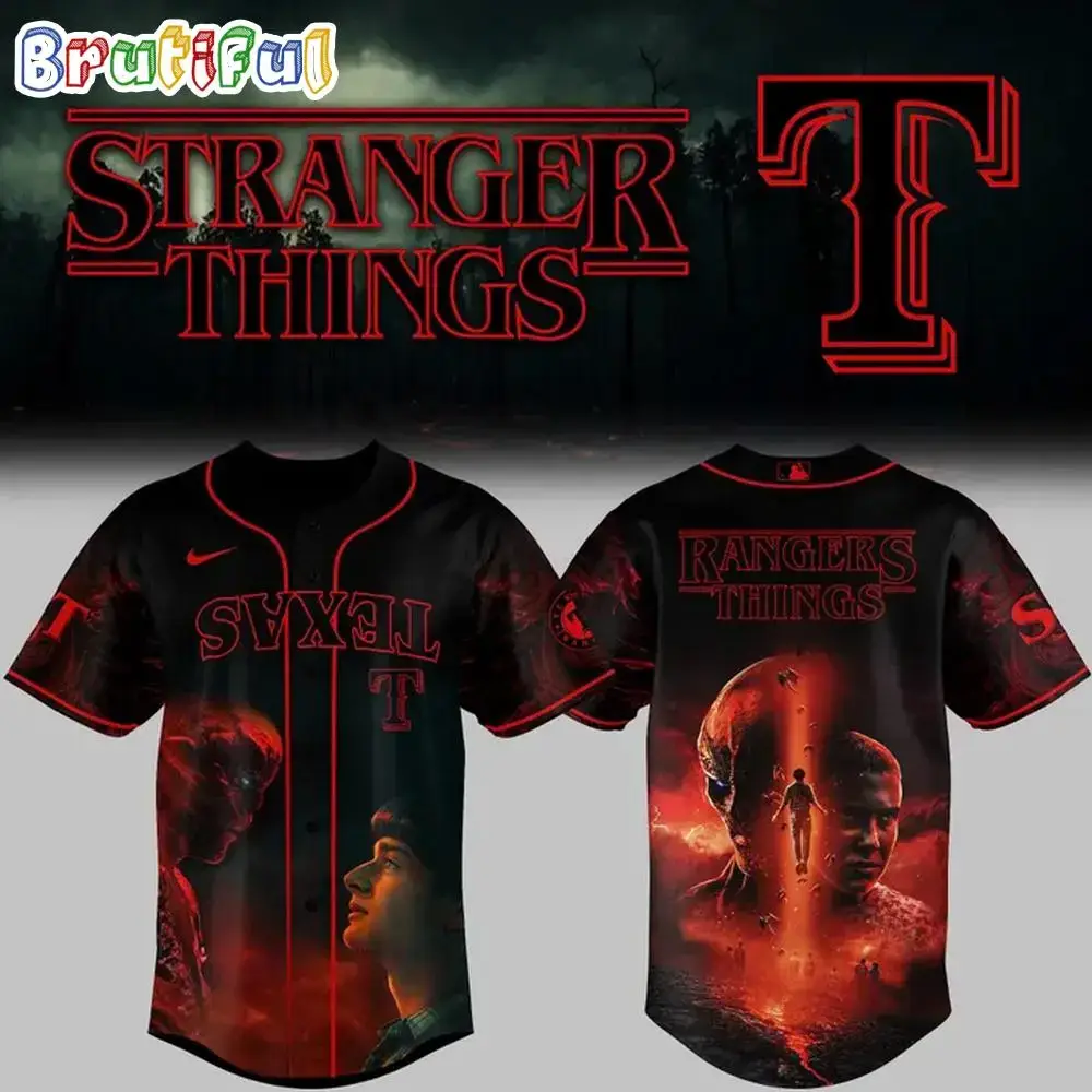 Texas Rangers Stranger Things 2025 Baseball Jersey Image
