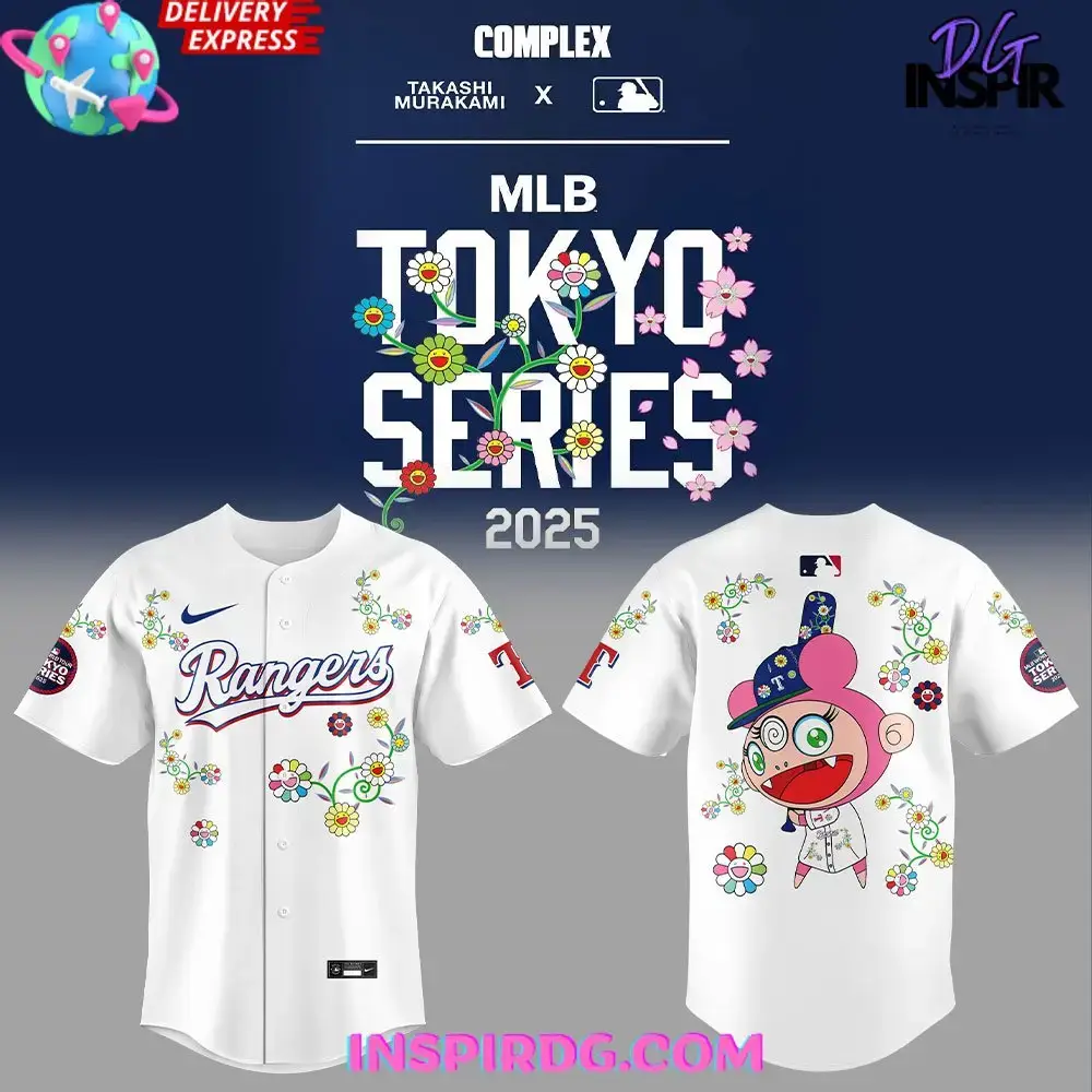 Texas Rangers Takashi Murakami X Mlb World Tour Tokyo Series 2025 White Jersey Image