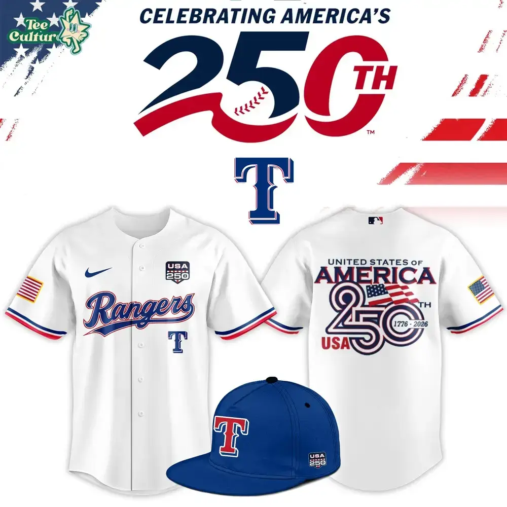 Texas Rangers USA 250th Anniversary Stars & Stripes Baseball Jersey Image