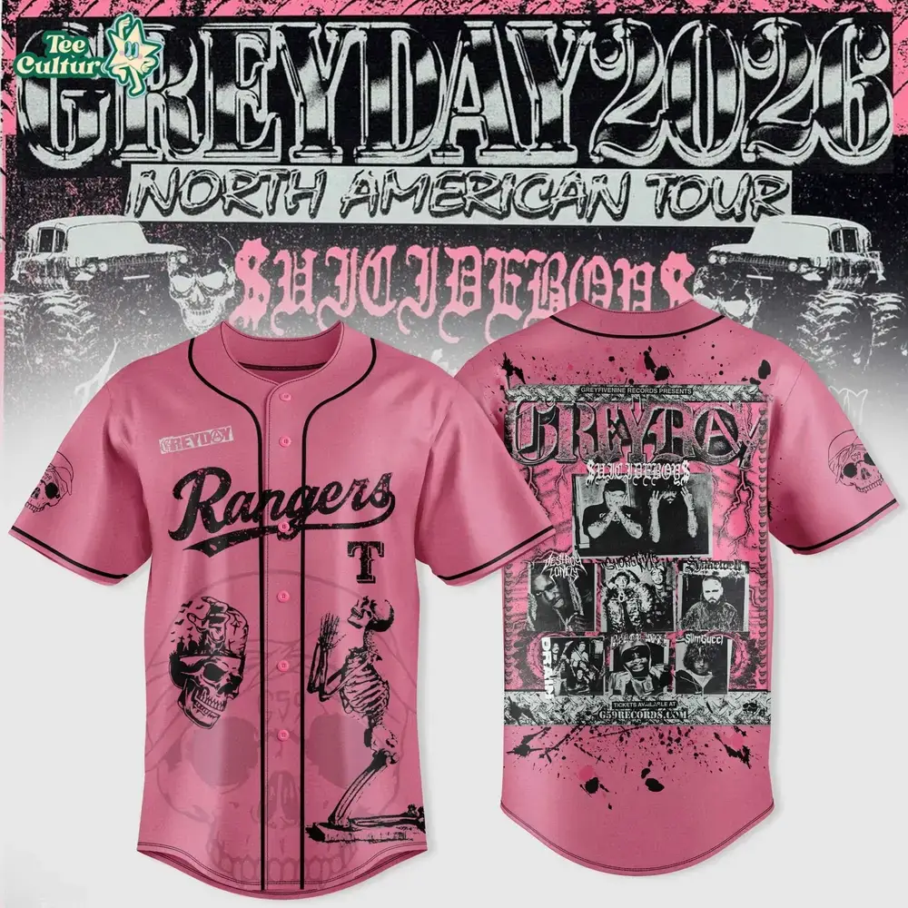 Texas Rangers x $uicideboy$ Greyday 2026 North American Tour Pink Limited Jersey Image