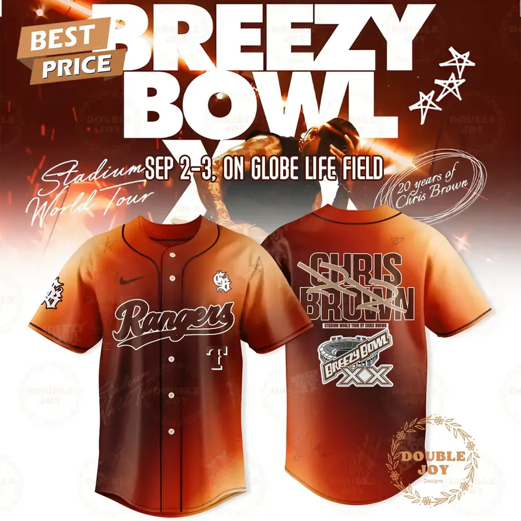 Texas Rangers x Chris Brown Breezy Bowl XX Tour 2025 Special Edition Baseball Jersey Image