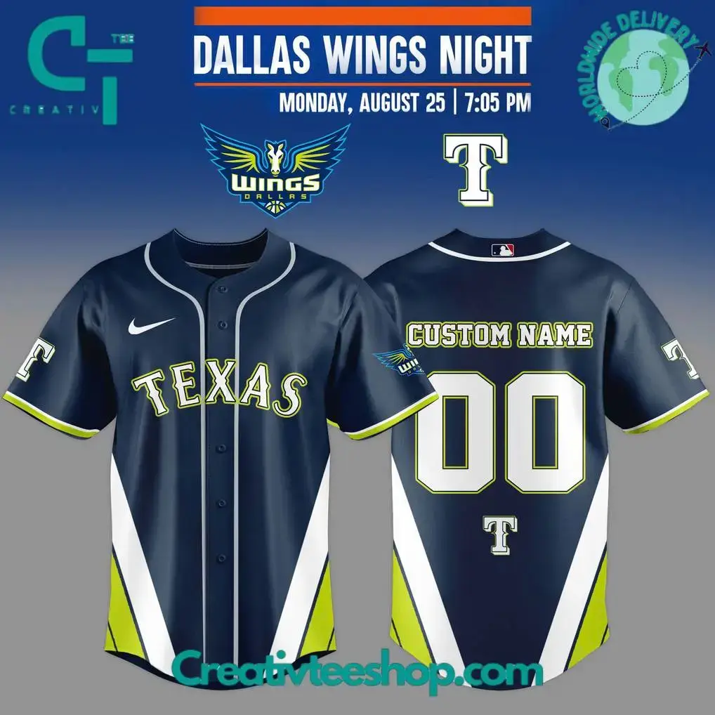 Texas Rangers X Dallas Wings Night Game Custom Baseball Jersey Image