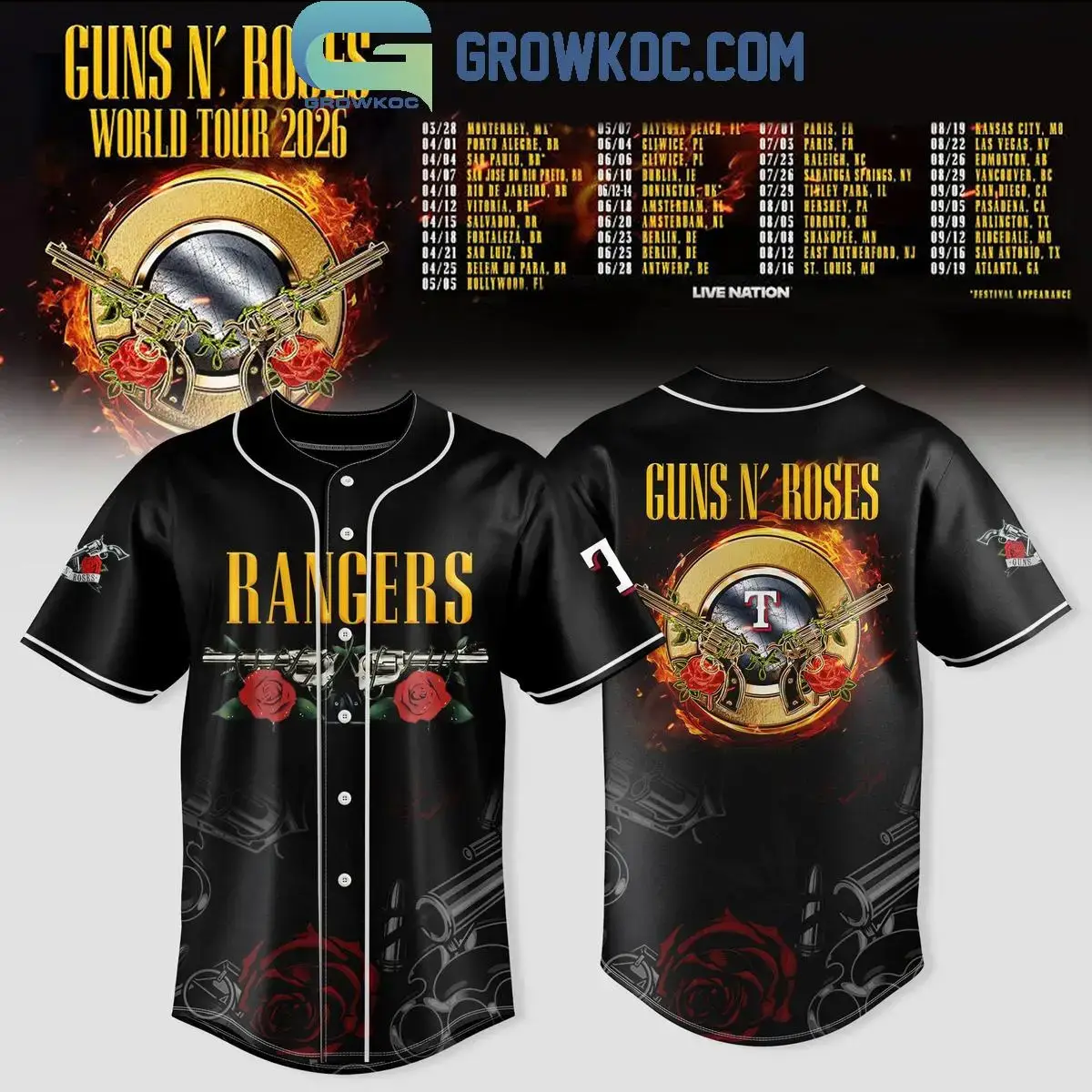 Texas Rangers x Guns N' Roses World Tour 2026 Jersey Image