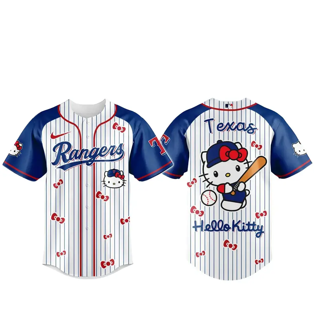 Texas Rangers x Hello Kitty 2026 And Sanrio World Baseball Jersey Image