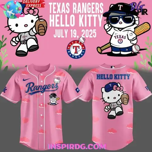 Texas Rangers X Hello Kitty Night 2025 Pink Jersey Image