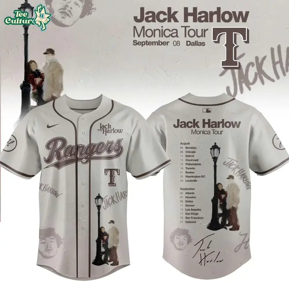 Texas Rangers x Jack Harlow Monica Tour 2026 Limited Edition Jersey Image