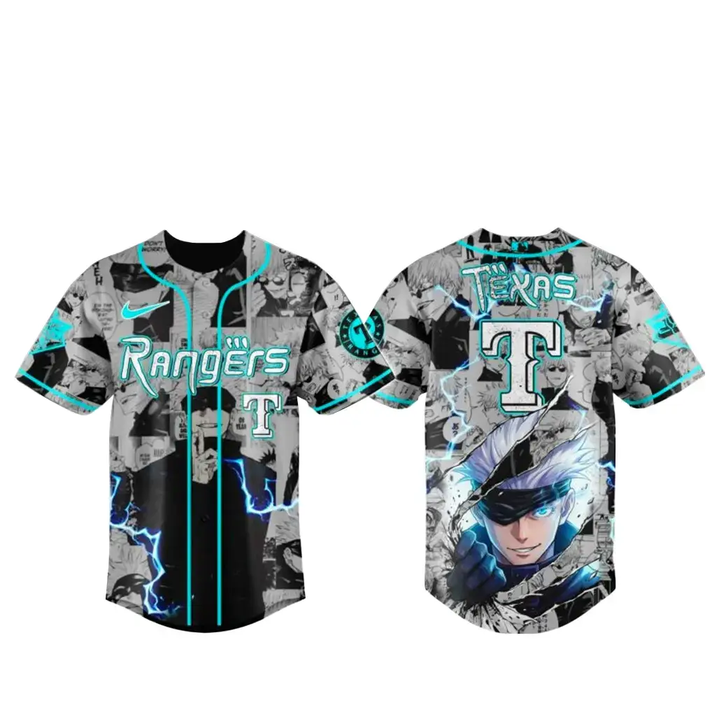 Texas Rangers x Jujutes Kaisen Infinite Void Baseball Jersey Image