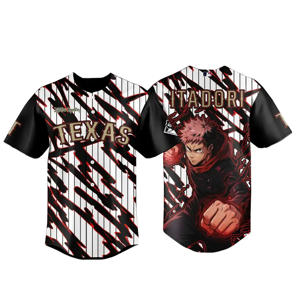 Texas Rangers x Jujutsu Kaisen Night 2026 Itadori Version 2 Baseball Jersey Image