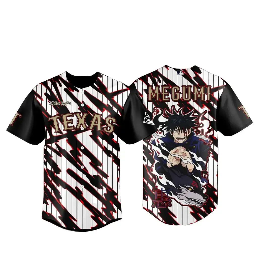 Texas Rangers x Jujutsu Kaisen Night 2026 Megumi Baseball Jersey Image