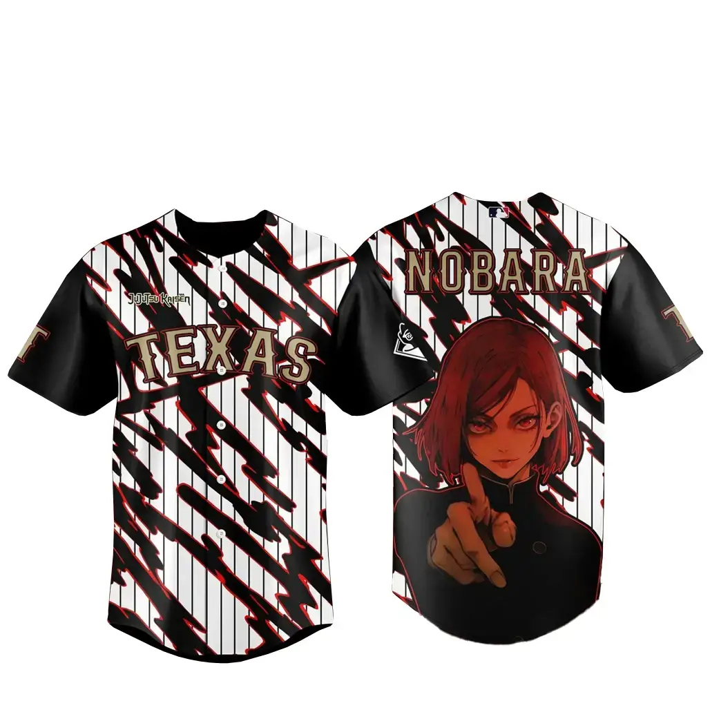 Texas Rangers x Jujutsu Kaisen Night 2026 Nobara Baseball Jersey Image