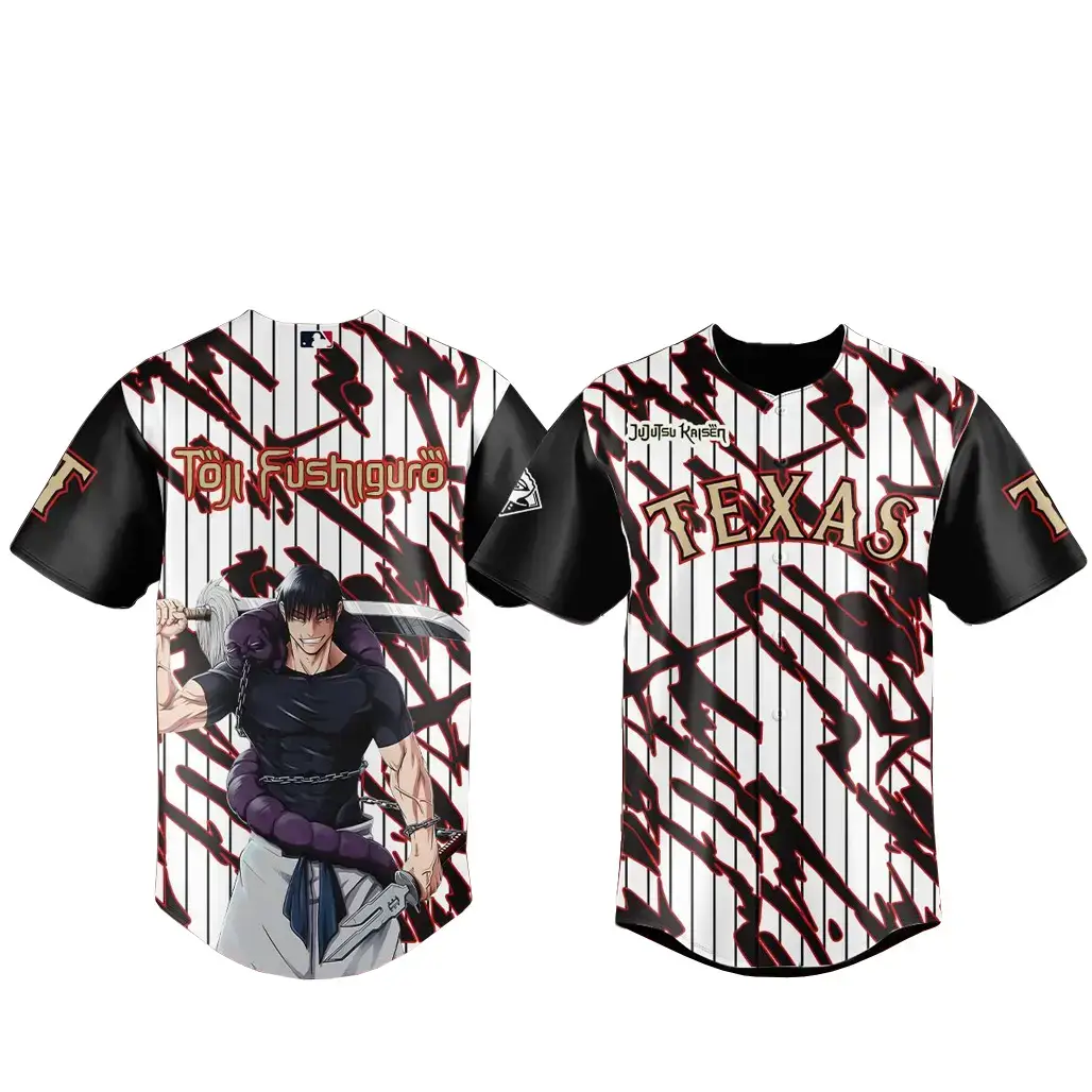 Texas Rangers x Jujutsu Kaisen Night 2026 Toji Fushiguro Baseball Jersey Image