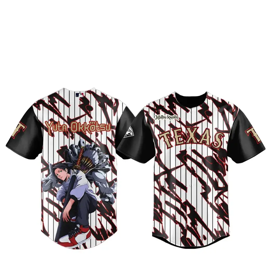 Texas Rangers x Jujutsu Kaisen Night 2026 Yuta Okkotsu Baseball Jersey Image