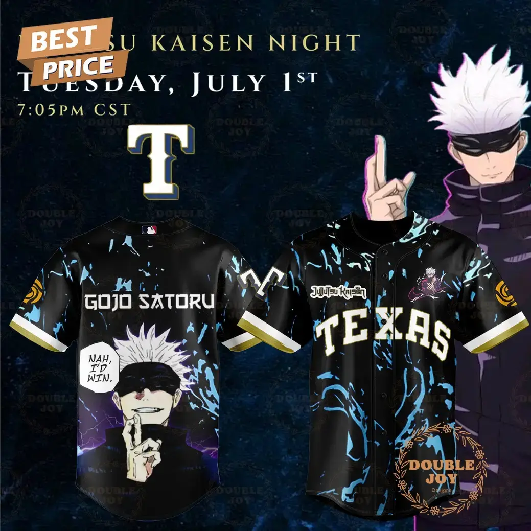 Texas Rangers x Jujutsu Kaisen Night New Limited Edition Baseball Jersey Image