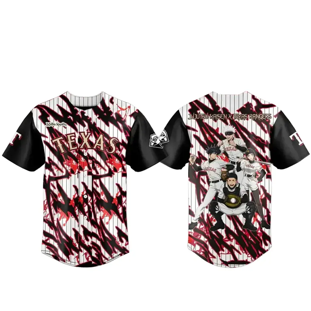 Texas Rangers x Jujutsu Kaisen Theme Night 2026 Baseball Jersey Image